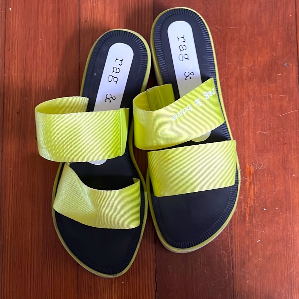 Rag & Bone Mila Sandals, neon green, nylon slides